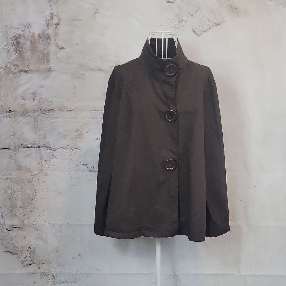 Coldwater Creek Brown Cape Jacket Cotton Womens Size L